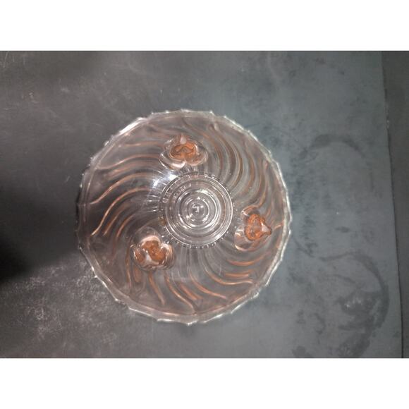 Jeannette Pink Depression Glass Pedestal Bowl, Petal Swirl Candy Dish, Vintage‎ - Picture 3 of 9